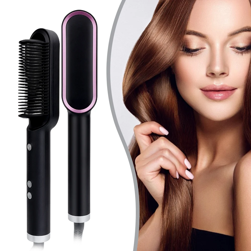 Rose™ | CeramicBrush Hair Straightener and Curling Brush 