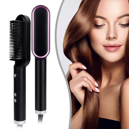 Rose™ | CeramicBrush Hair Straightener and Curling Brush 