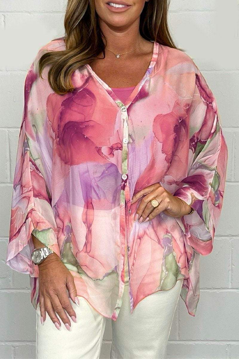 Elie Tahari™ | Silk-patterned chiffon blouse 