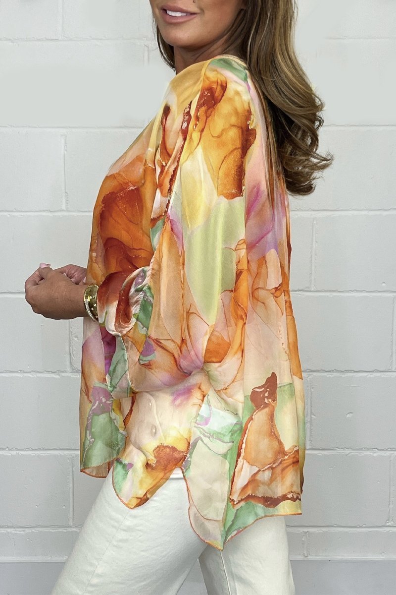 Elie Tahari™ | Silk-patterned chiffon blouse 