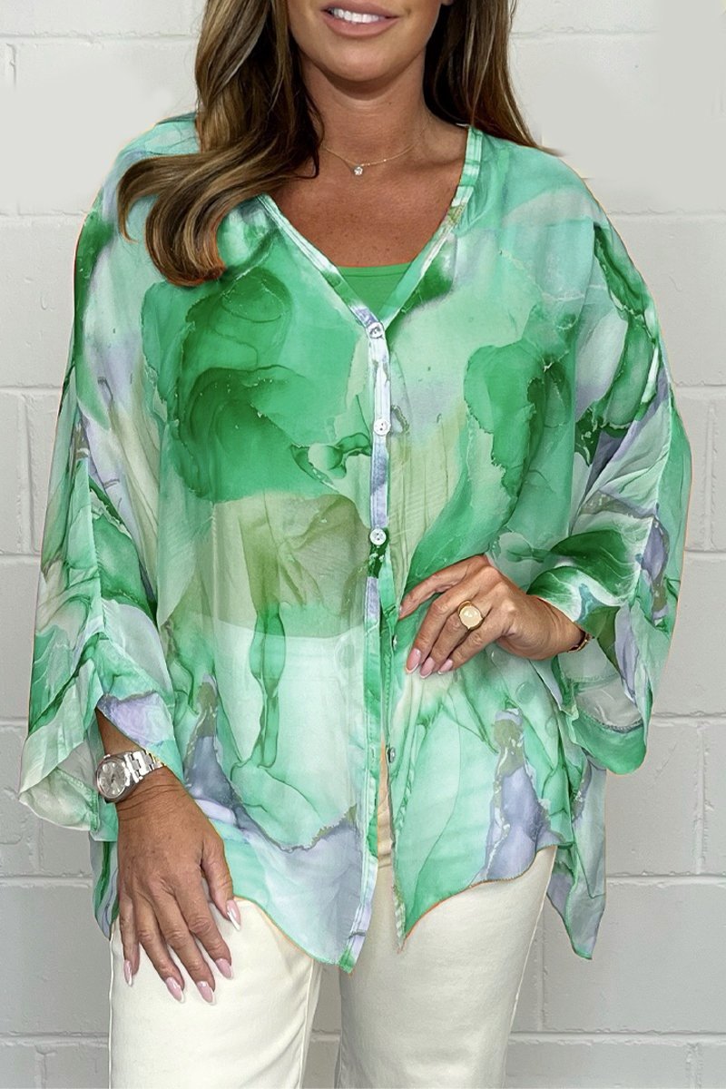 Elie Tahari™ | Silk-patterned chiffon blouse 