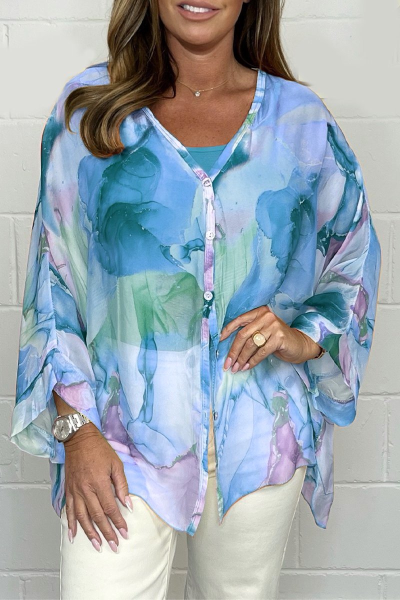 Elie Tahari™ | Silk-patterned chiffon blouse 