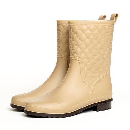 Berta™ | Women's Waterproof Wellington Boots – Mid-cut, non-slip, and stylish checkered