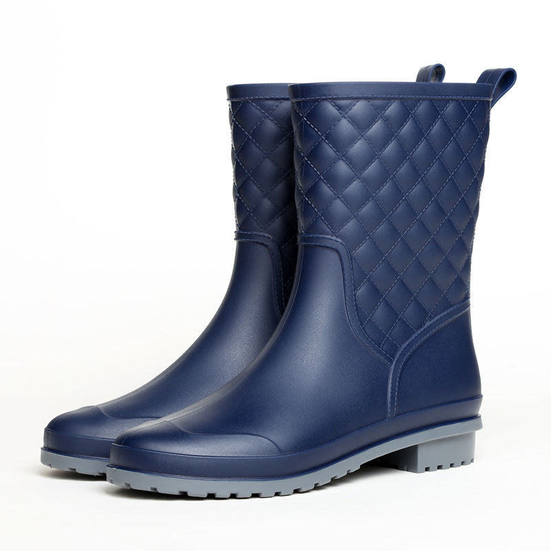 Berta™ | Women's Waterproof Wellington Boots – Mid-cut, non-slip, and stylish checkered