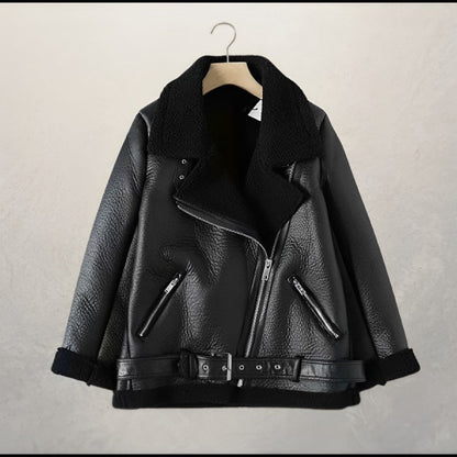 50% OFF | CloudJacket™ | Stylish leather biker jacket with polo collar and belt